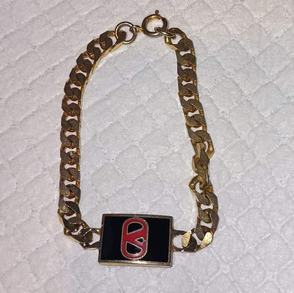 Valentino Jewelry - Valentino Gold Tone Logo Plate Bracelet